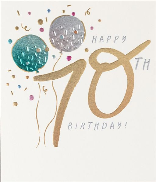 70th Birthday Balloons Greetings Card