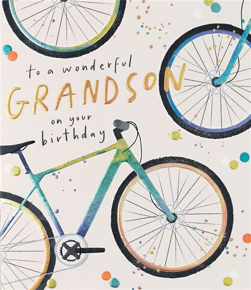 Grandson Bicycle Greetings Card