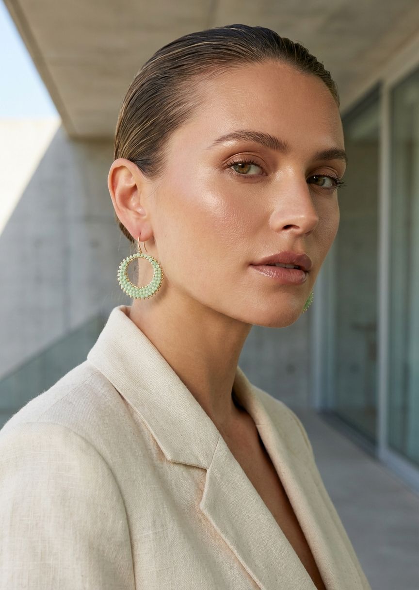 Envy Beaded Disc Earrings Gold