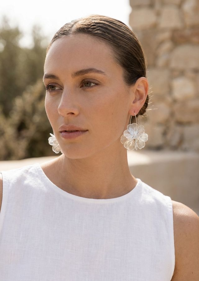 Envy Floral Drop Earrings Silver