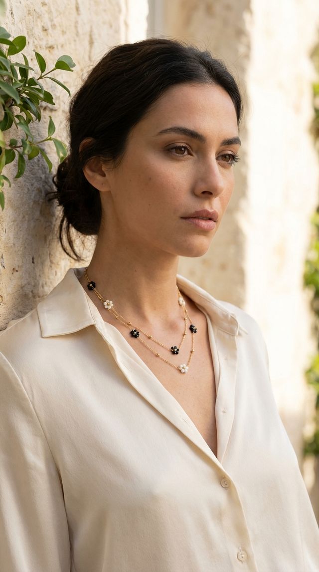 Envy Beaded Flower Necklace Gold