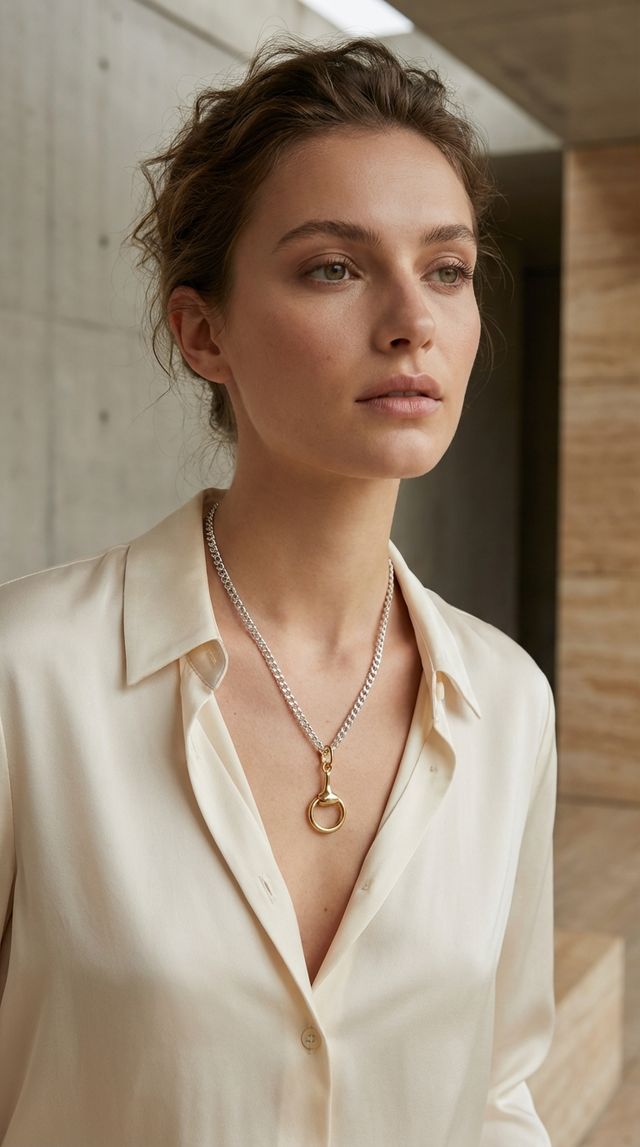 Envy Silver Necklace With Gold Stirrup