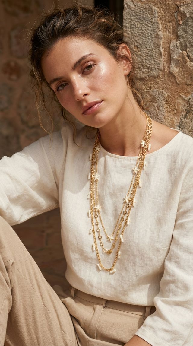 Envy Starfish Layered Long Necklace Gold