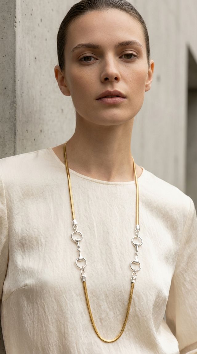 Envy Link Long Necklace Gold & Silver
