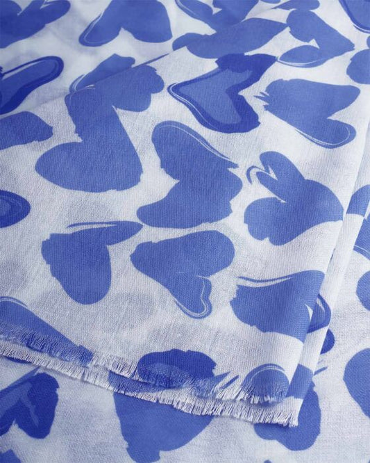 Katie Loxton abstract Heart Print Scarf Blue & White