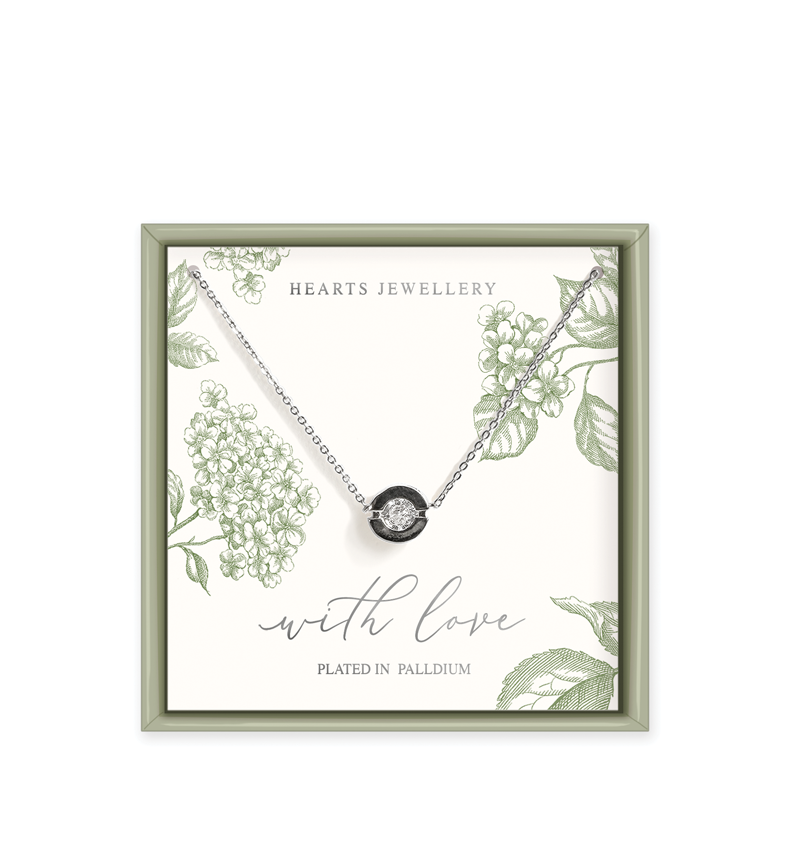 Palladium Plated Disc Necklace.