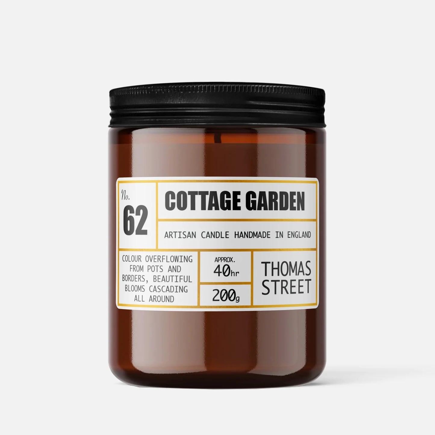 Thomas Street Apothecary Candle Jar 200g Cottage Garden No.62