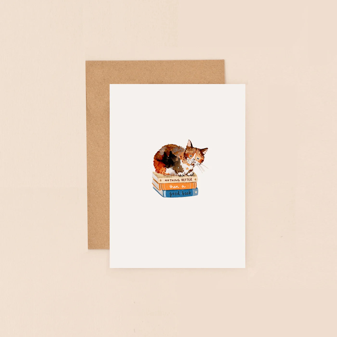 Cat & Book Mini Greetings Card