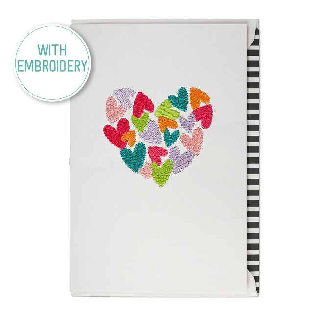 Embroidered Hearts Greetings Card