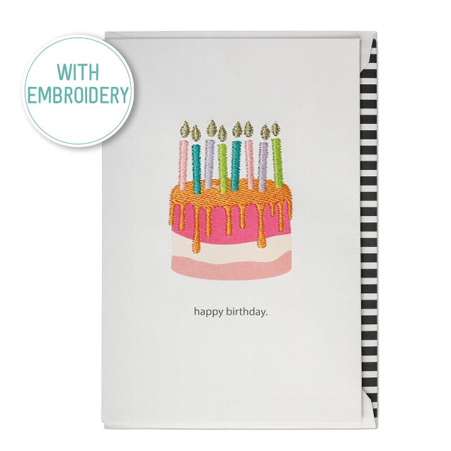 Embroidered Birthday Cake Greetings Card