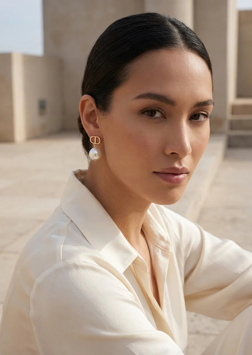 Envy Gold Large Pearl Drop Earrings
