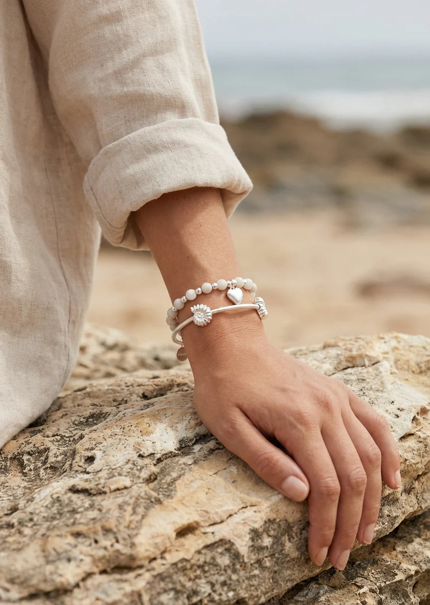 Envy Stretch Beaded Bracelet Silver
