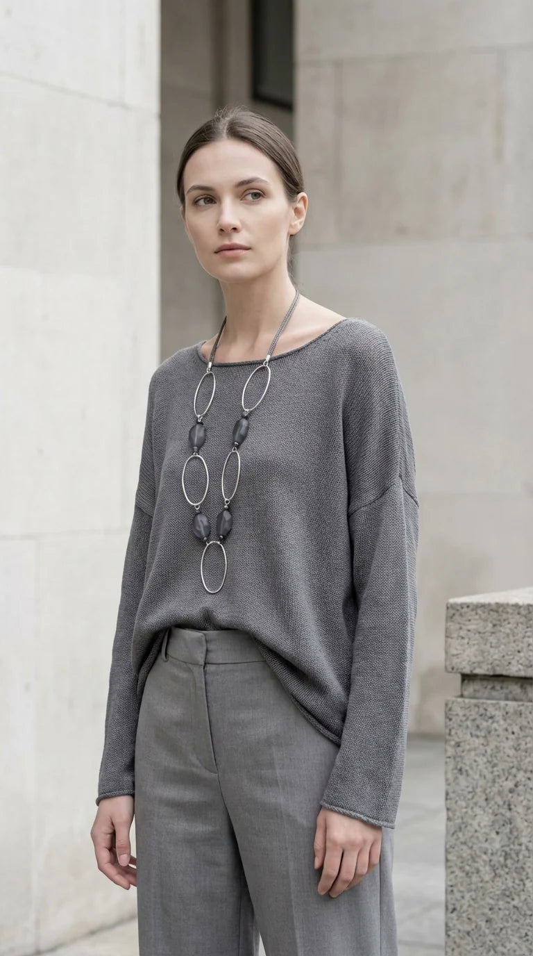 Envy Long Chord Necklace With Silver Hoops