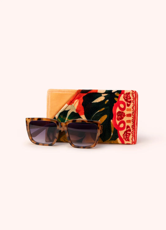 Velvet Sunglasses Pouch Exotic Leaves Design