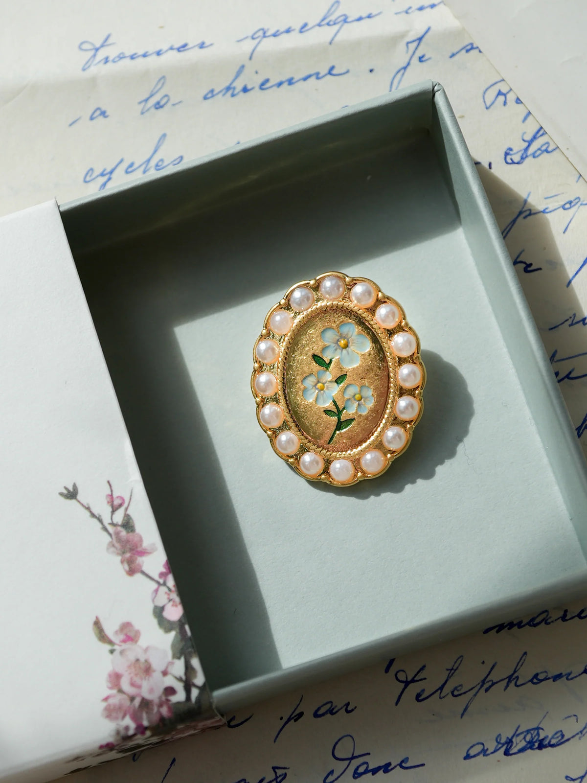 Fable Forget Me Not Gold Brooch