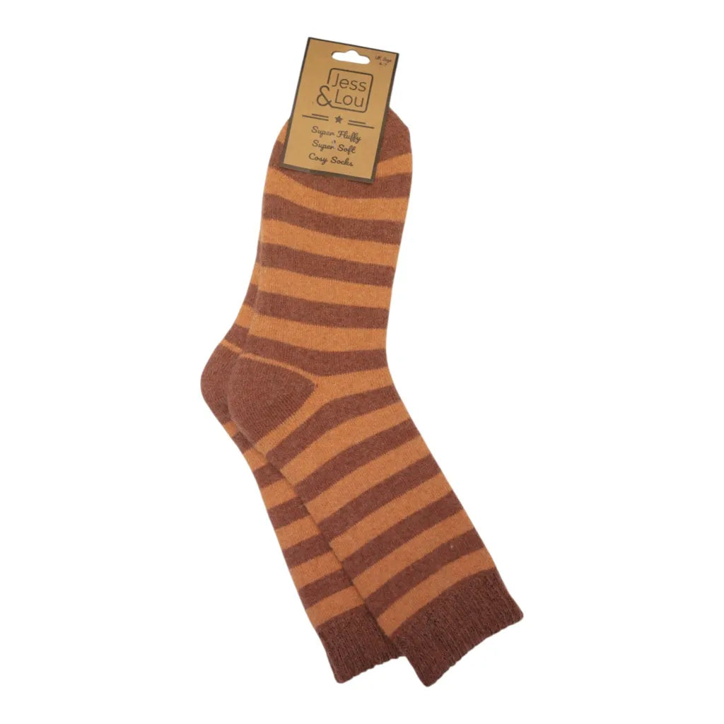 Terracotta Striped Cosy Socks