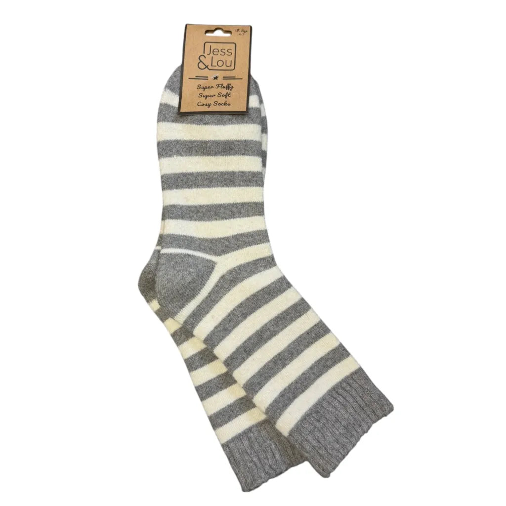 Grey Striped Cosy Socks