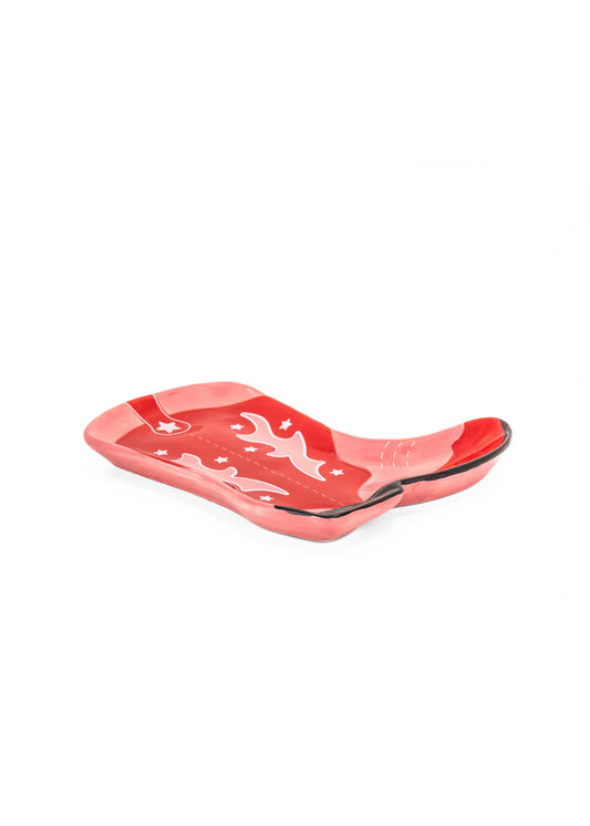 Cowboy Boot Pink & Red Trinket Dish