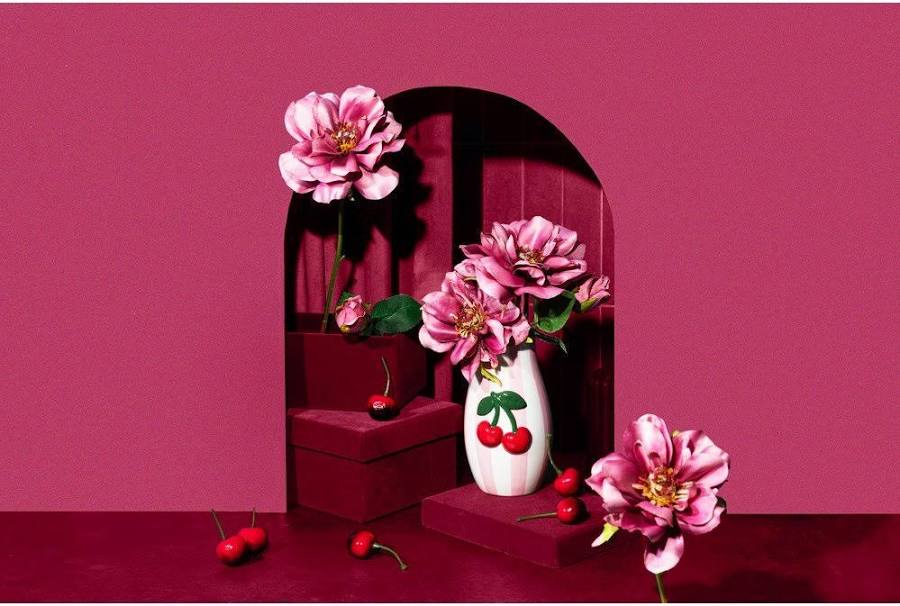 Hand Painted Cherry Vase