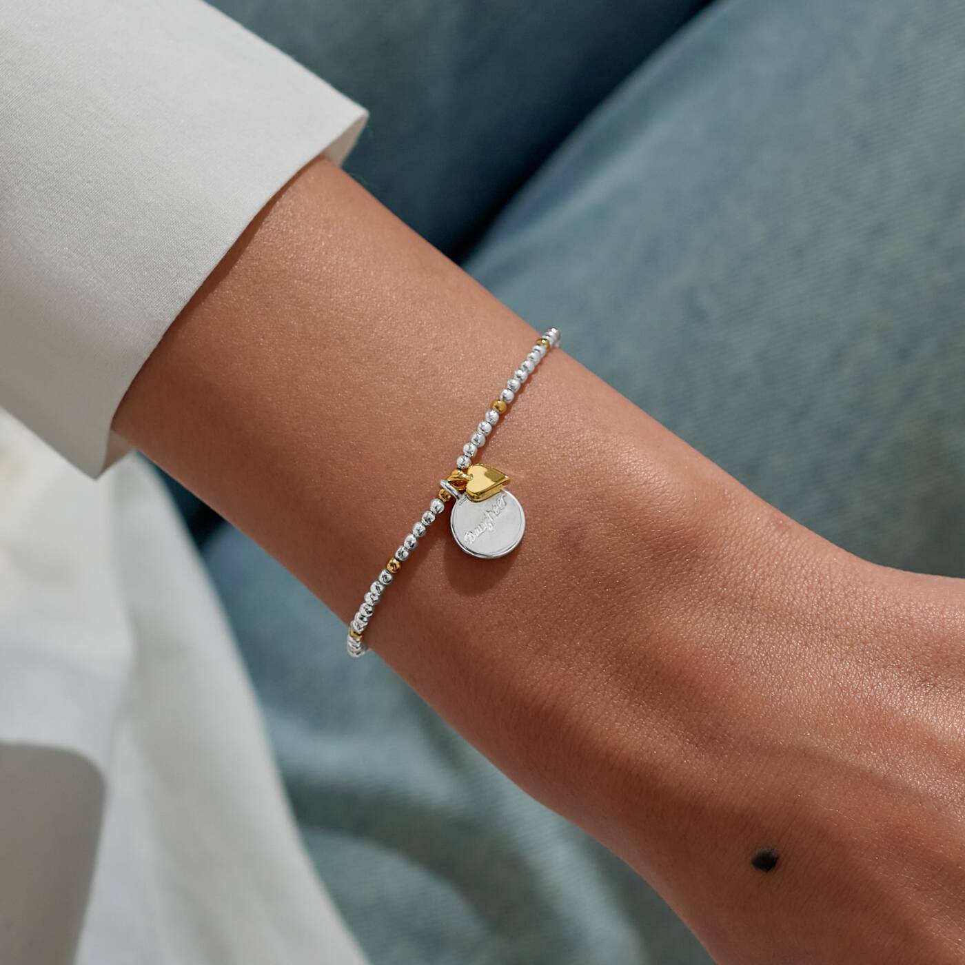 Beautifully Boxed So Loved Daughter Silver and Gold Bracelet