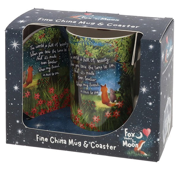 Fox Under The Moon Mug & Coaster Set Friend