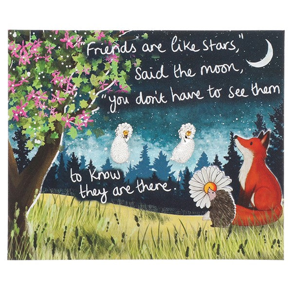 Fox Under The Moon Friendship Hedgehog Earrings