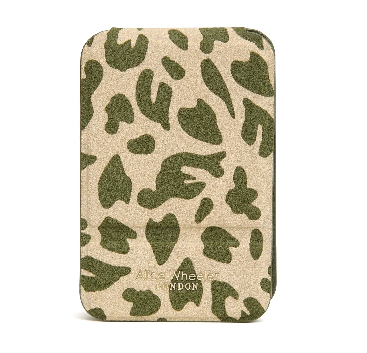 Alice Wheeler Mini Folding Travel Mirror Olive Leopard