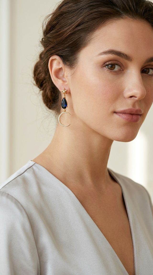 Envy Crescent Moon Drop Earrings Gold