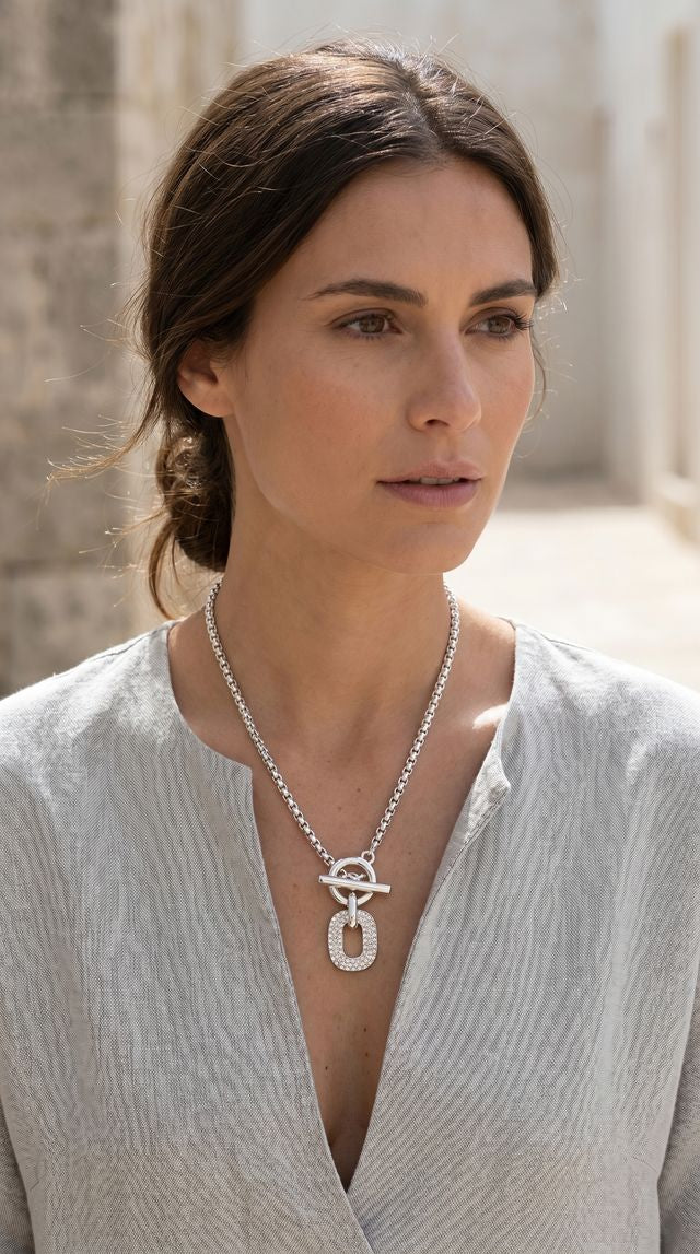 Envy T-bar Necklace Silver