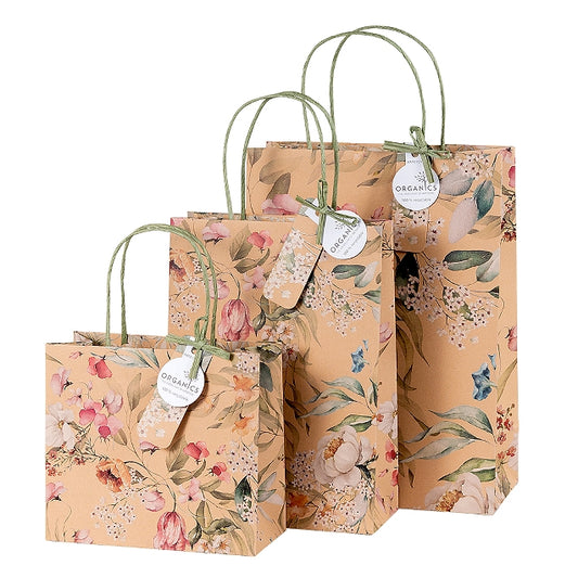Floral Kraft Gift Bags Assorted Sizes