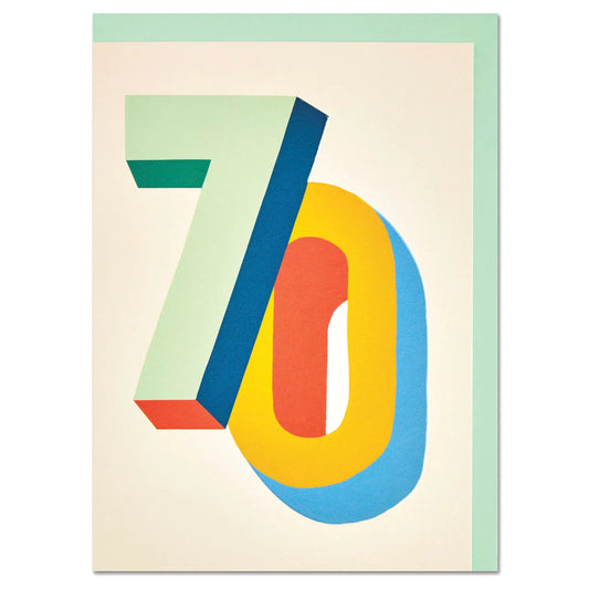 70th Rainbow Numbers Birthday Card