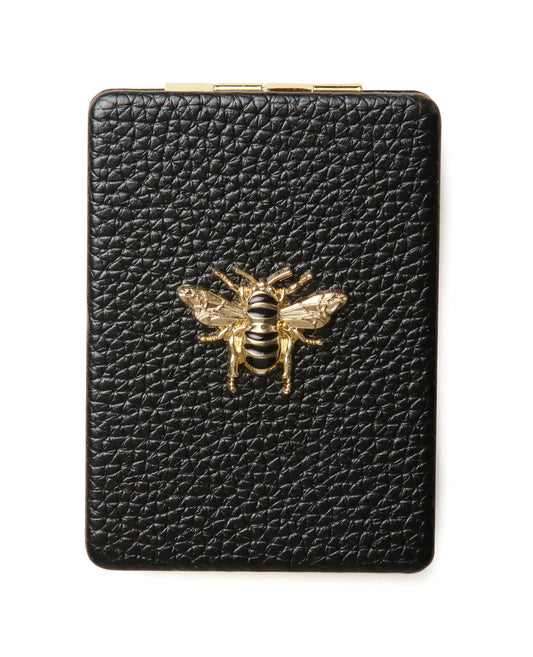 Bee Oblong Compact Mirror Black