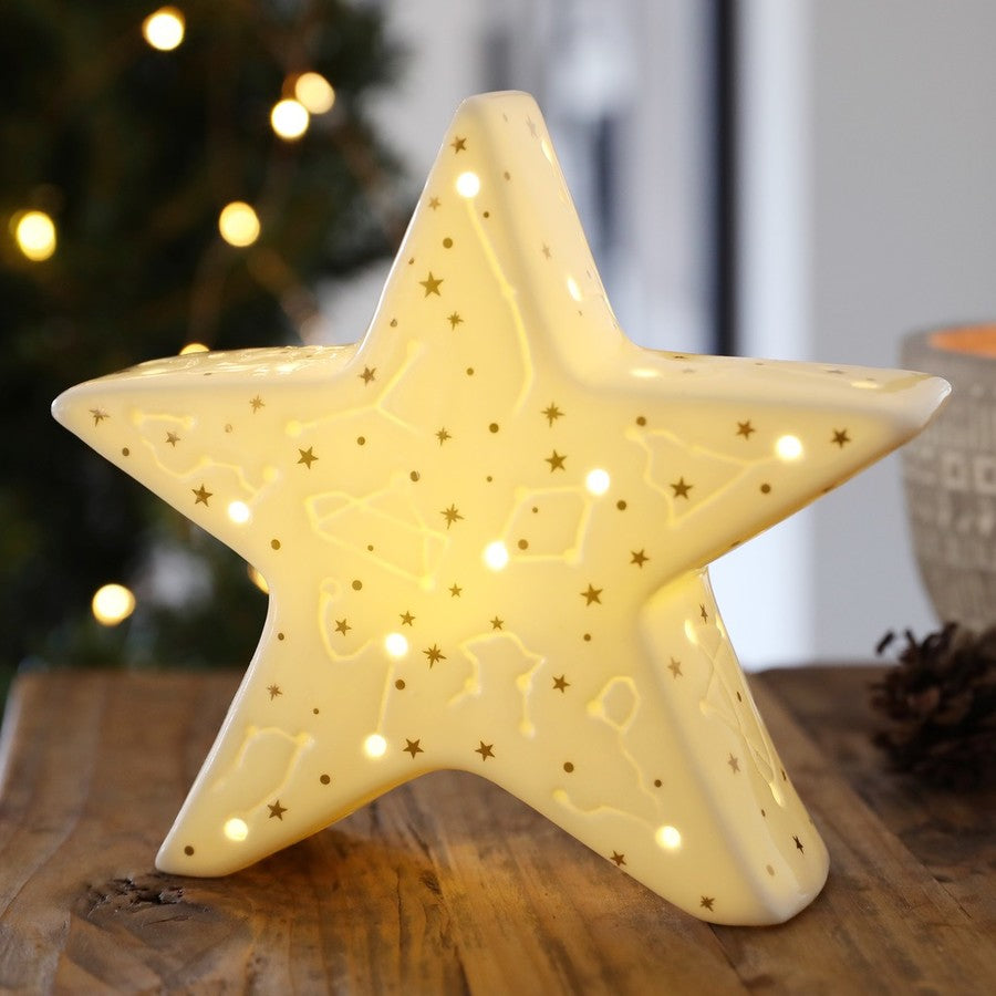 White LED Constellation Ceramic Star Decoration