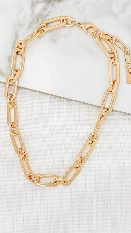 Gold Paper Chain Necklace Short