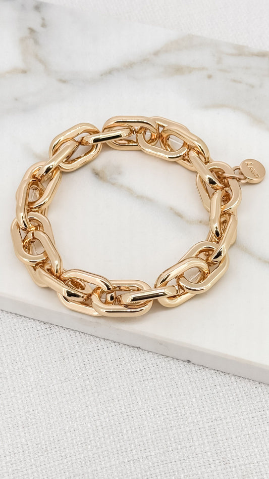 Chunky Gold Interlocked Chain Stretch Bracelet