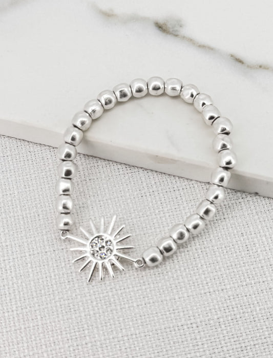 Silver Starburst Pebble Bracelet