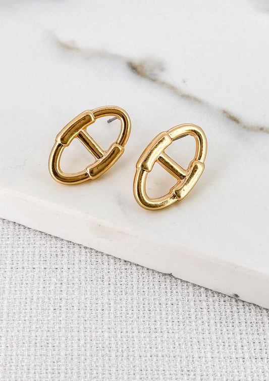 Gold Geometric Style Stud Earrings