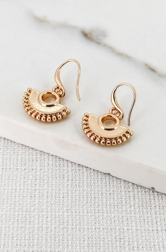 Gold Ornamental Fan Design Earrings