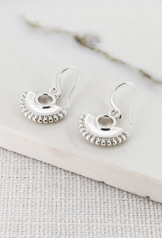 Silver Ornamental Fan Style Earrings