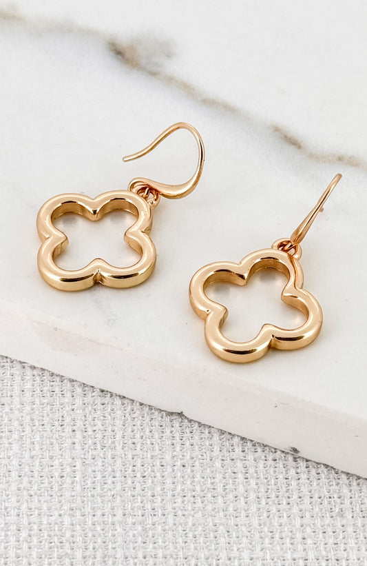 Gold Cut Out Clover Earrings