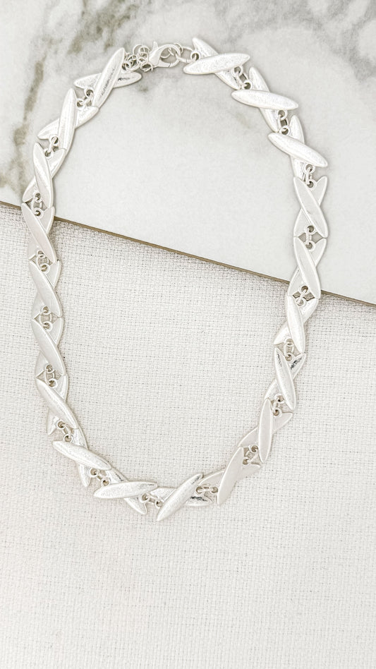 Chunky Silver Cross Short Necklace