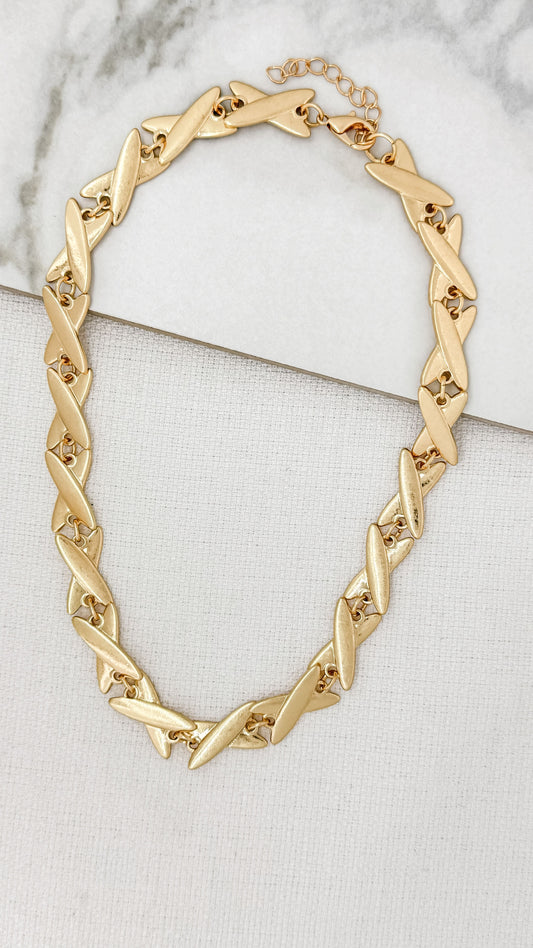 Chunky Gold Cross Short Necklace