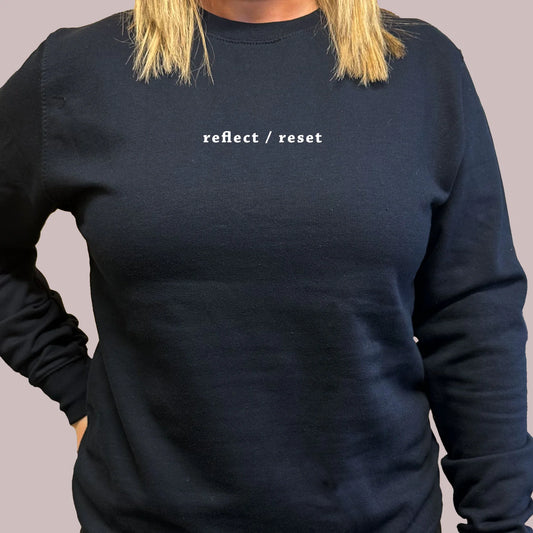 Megan Claire Navy ‘ Reflect/Reset’ Sweatshirt