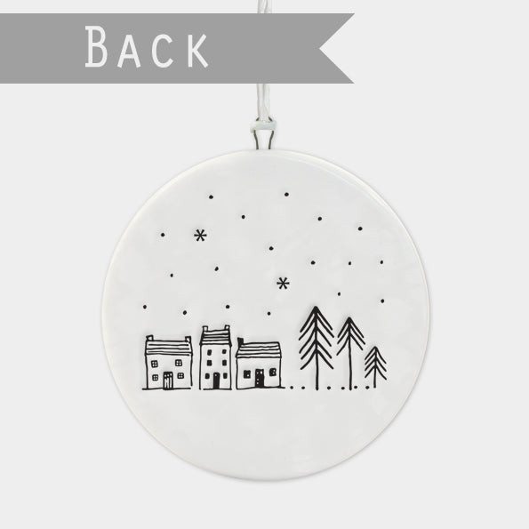 Home For Christmas Flat Porcelain Bauble
