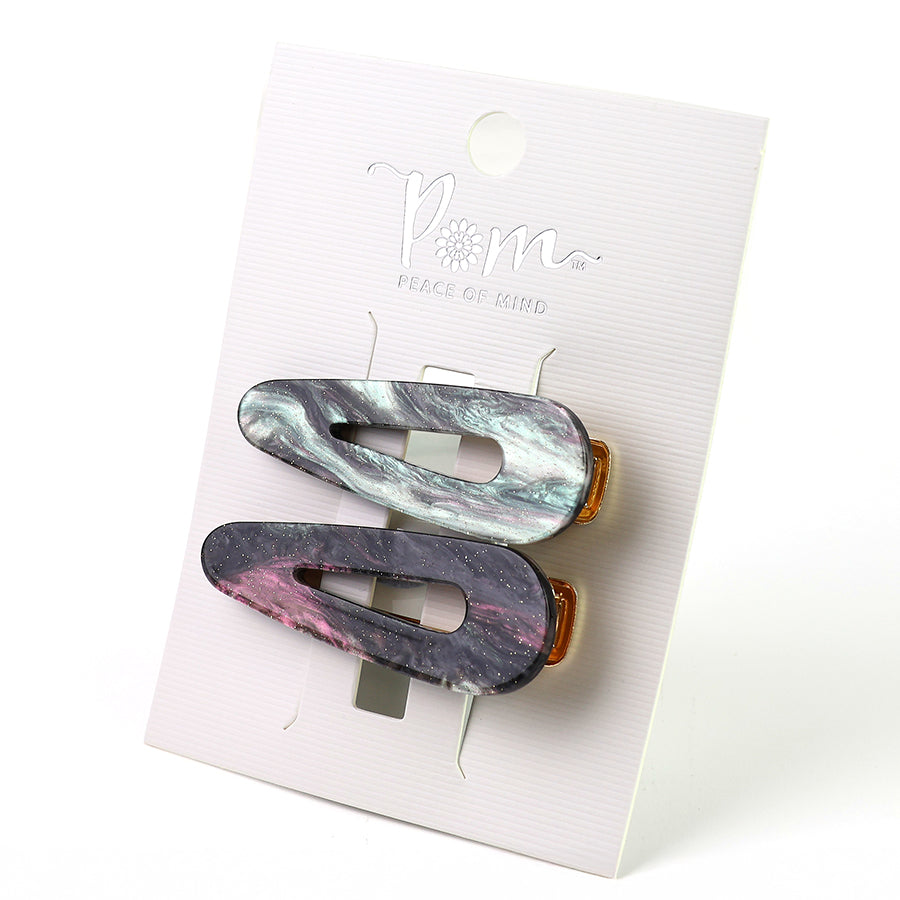 Two Pack Hair Slides Pink & Teal