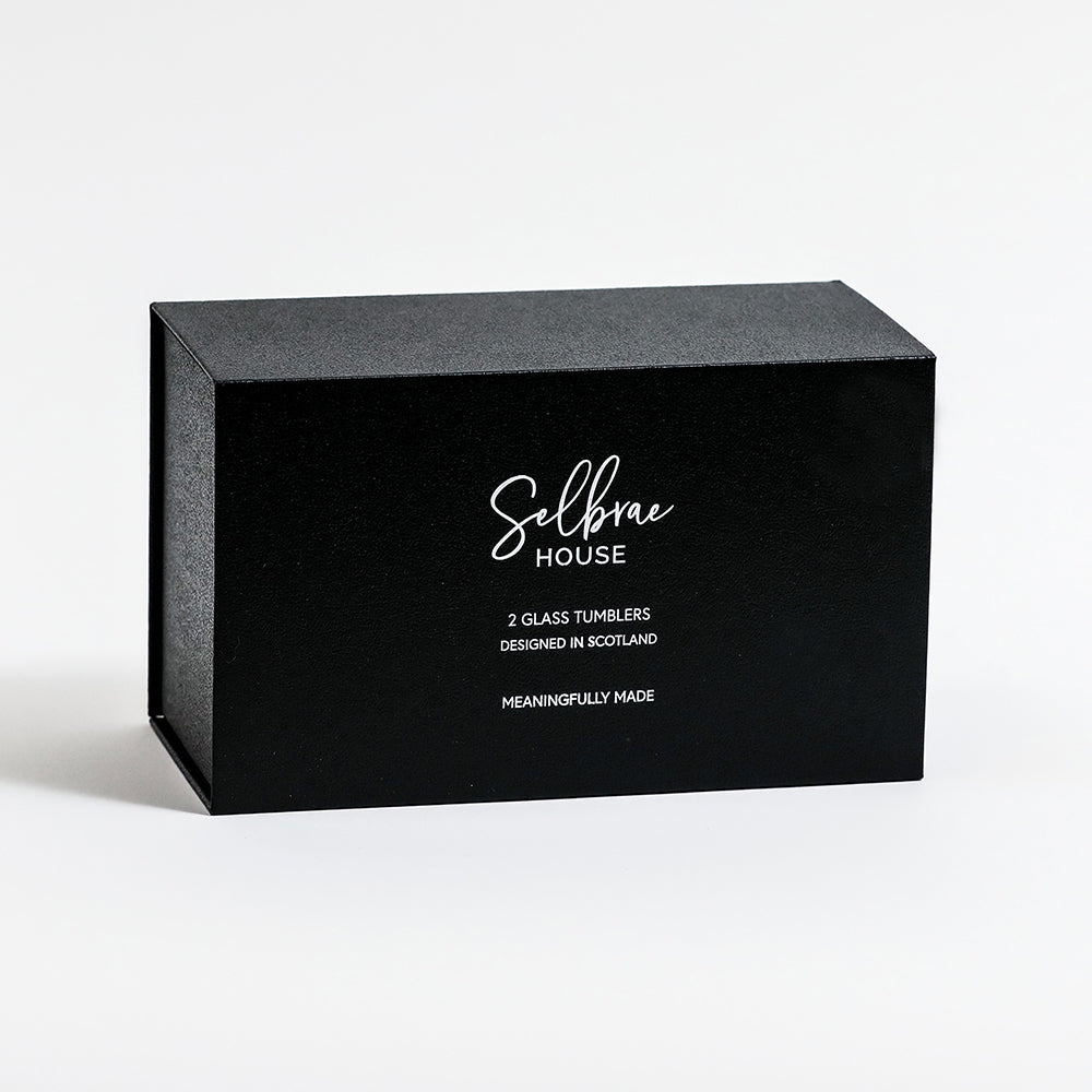 Boxed Pair Of Glass Tumblers Golf Theme