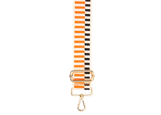 David Jones Patterned Bag Strap in Ivory, Orange and Black