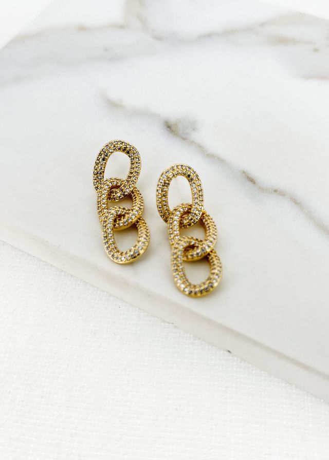 Envy Rope Link Drop Earrings Gold
