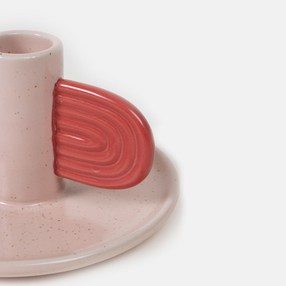 Funky Candle Holder In Pink & Red