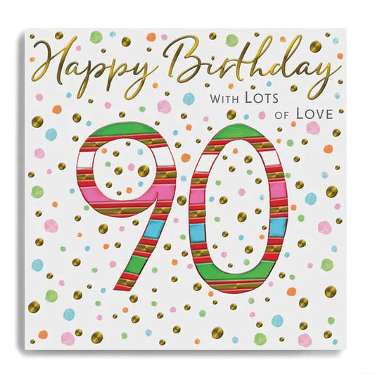 Happy Birthday 90th Greetings Card